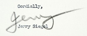 Jerry Siegel letter signature