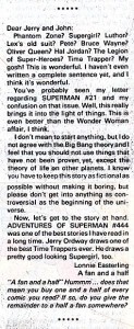 Letter from Lonnie Easterling on ADVENTURES OF SUPERMAN #448